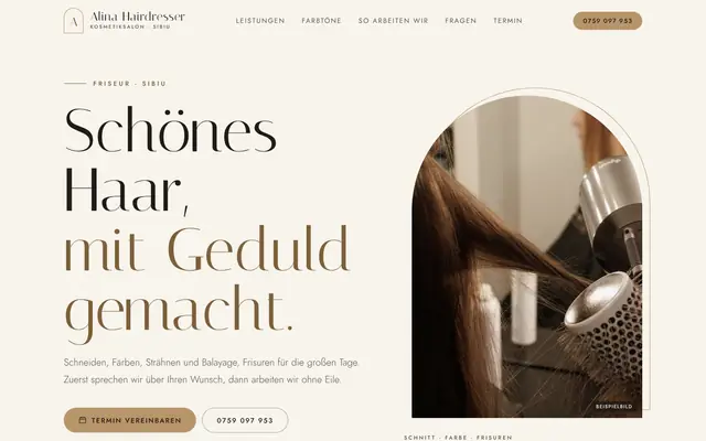 Website von Alina Hairdresser