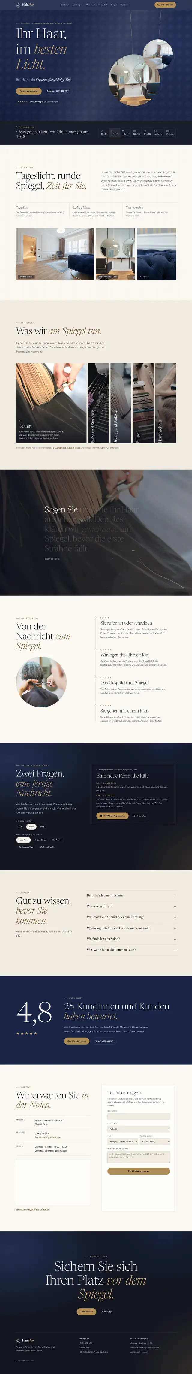 Ganze Seite von HairHub, Desktop
