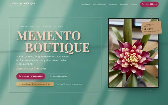 Website von Memento Boutique