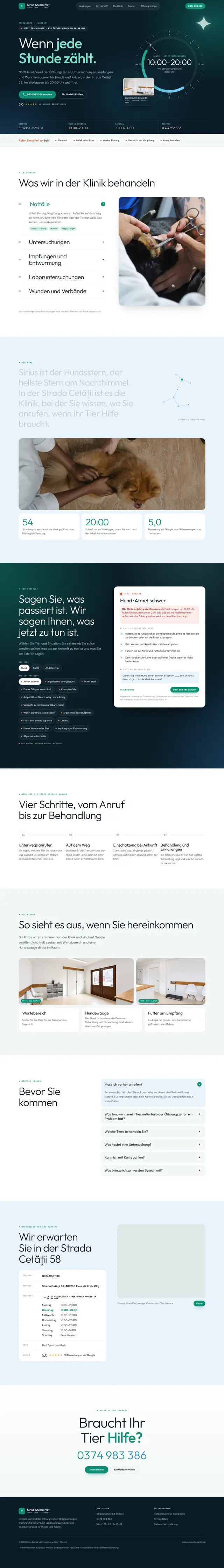 Ganze Seite von Sirius Animal Vet, Desktop