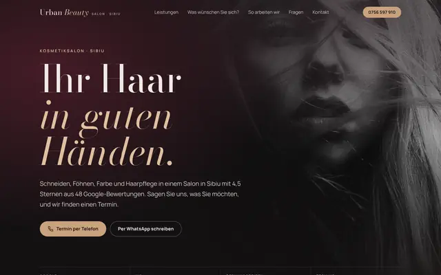 Website von Urban Beauty Salon